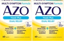 AZO Gær Plus Dual Relief Tablets, Gær Infektion og Vaginal Symptom Relief, Relieves Itching & Burning, 60 Greve (pakke med 2)