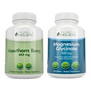 Helt Holistisk Hawthorn Berry 665mg + Magnesium Glycinate 400mg + 150 Kapsler & 270 tabletter - Vegan Bundle - Made in The USA