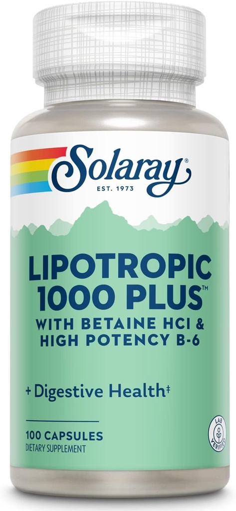 SOLARAY Lipotropic 1000 Plus Vitamin kapsler 100 Tæl