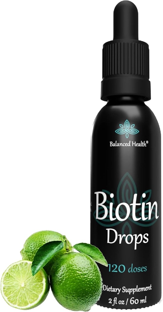 Biotin Drops - 120 Servering, 2oz, Lemon Flavor, Fremme sundt hår hud og negle