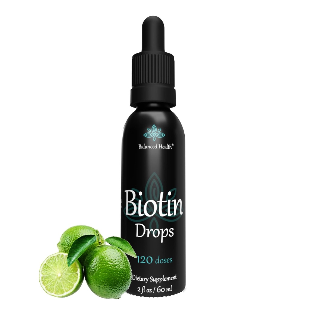 Biotin Drops - 120 Servering, 2oz, Lemon Flavor, Fremme sundt hår hud og negle