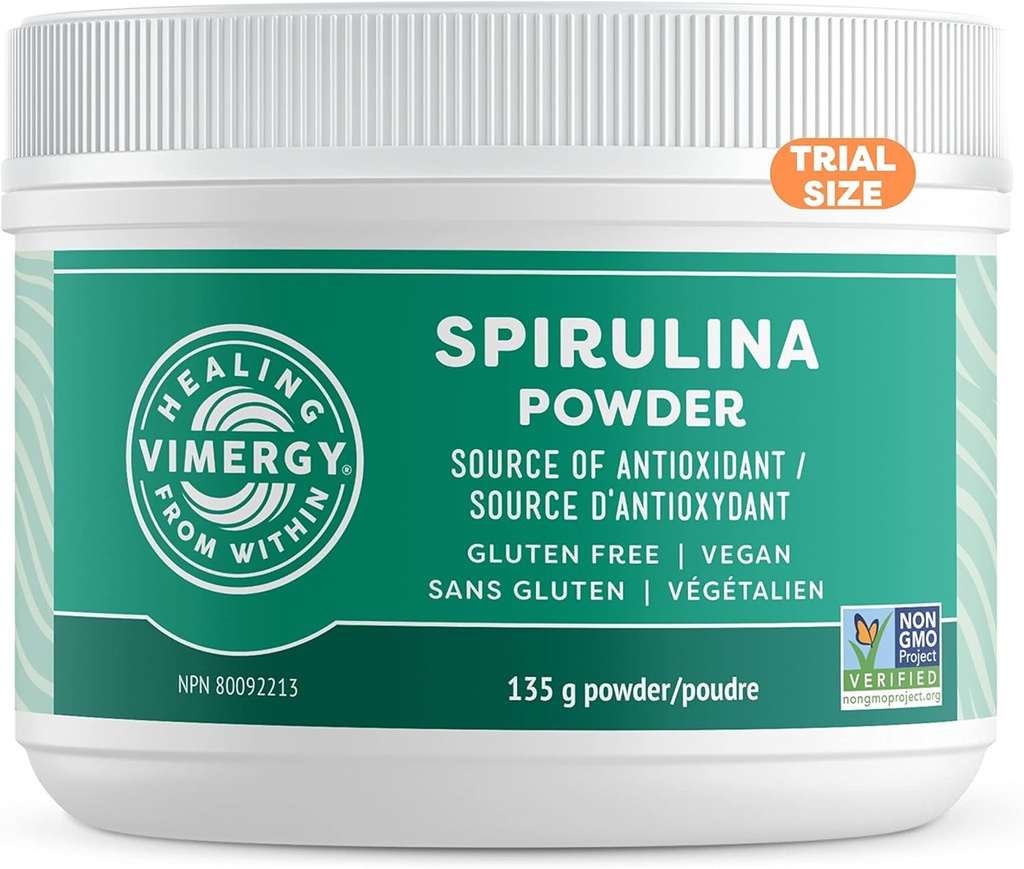 Vimergy Spirulina Powder - Koncentreret plante Protein understøtter immunforsvar & kardiovaskulær funktion - Vegan, Kosher, Gluten- Free - 125g