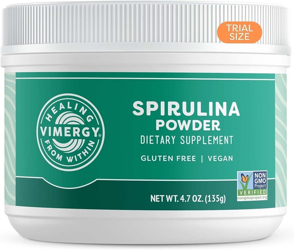 Vimergy Spirulina Powder - Koncentreret plante Protein understøtter immunforsvar & kardiovaskulær funktion - Vegan, Kosher, Gluten- Free - 125g