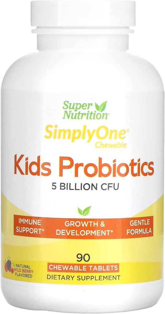 SuperNutrition Kid 's Probiotika, Wild Berry, 5 milliarder CFU, 90 tyggetabletter