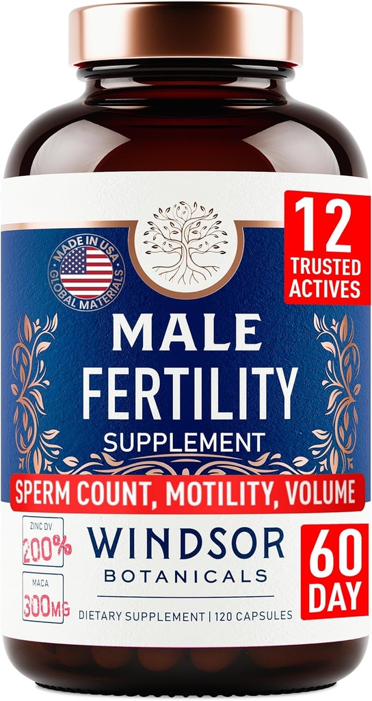 Mandlige fertilitet supplement med Maca Root - Herre sundhed conception Fertilitet Prenatal Vitamin Plus naturlige ekstrakter - Prenatal Fertilitet Kosttilskud til mænd - 3. part testet - 120 kapsler, 2 måneder