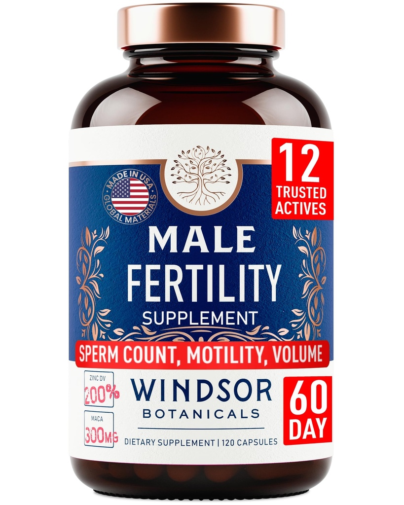 Mandlige fertilitet supplement med Maca Root - Herre sundhed conception Fertilitet Prenatal Vitamin Plus naturlige ekstrakter - Prenatal Fertilitet Kosttilskud til mænd - 3. part testet - 120 kapsler, 2 måneder