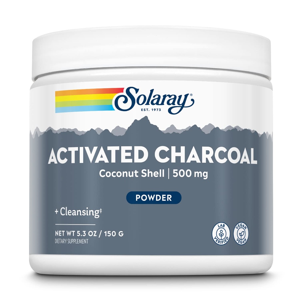 Solaray Aktiveret kokos Charcoal Powder 500 mg