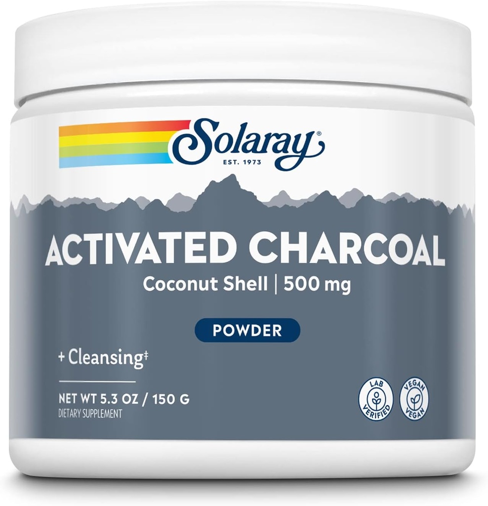 Solaray Aktiveret kokos Charcoal Powder 500 mg