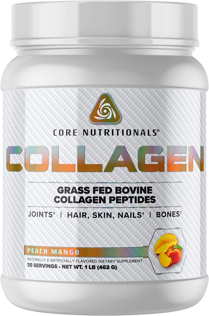 Core Nutritionals Hydrolyzed Collagen Peptider Mex124; Type I & III fra Græs Fed Bovine Mex124; Hår, Hud, & Nails Mex124; Bone & fælles støtte Mex124; 1 Pound (Peach Mango)