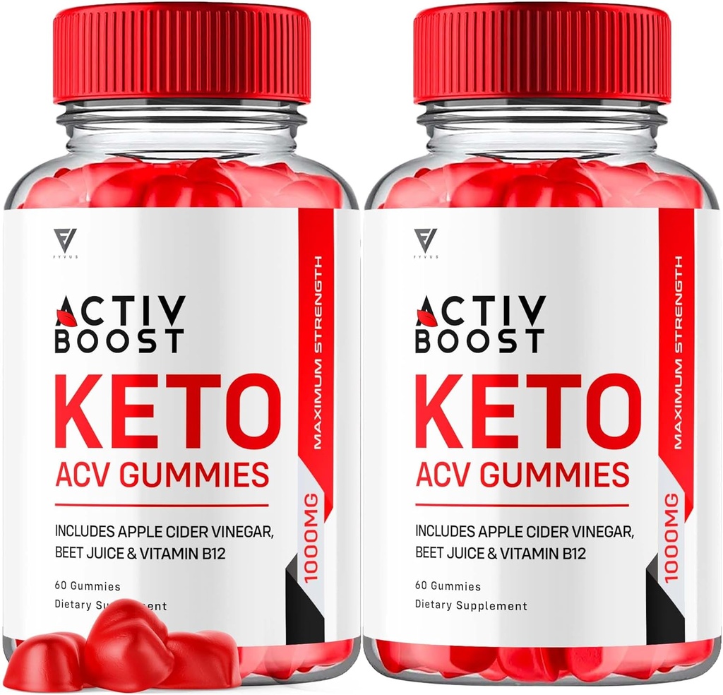 (2 Pack) Activ Boost Keto ACV Gummies, Activboost Keto + ACV Advanced Support, Active Boost Keto ACV Gummies Energy Apple Cider Vincious Vitamin B12 Supplement Activeboost Max Formel (120 Gummies)