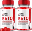 (2 Pack) Activ Boost Keto ACV Gummies, Activboost Keto + ACV Advanced Support, Active Boost Keto ACV Gummies Energy Apple Cider Vincious Vitamin B12 Supplement Activeboost Max Formel (120 Gummies)