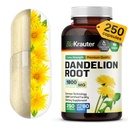 BIO KRAUTER Mælkebøtte Root Supplement - 1800 mg Styrke - 250 Tæl - Mælkebøtte - Veganske kapsler til leverstøtte & Immunitet