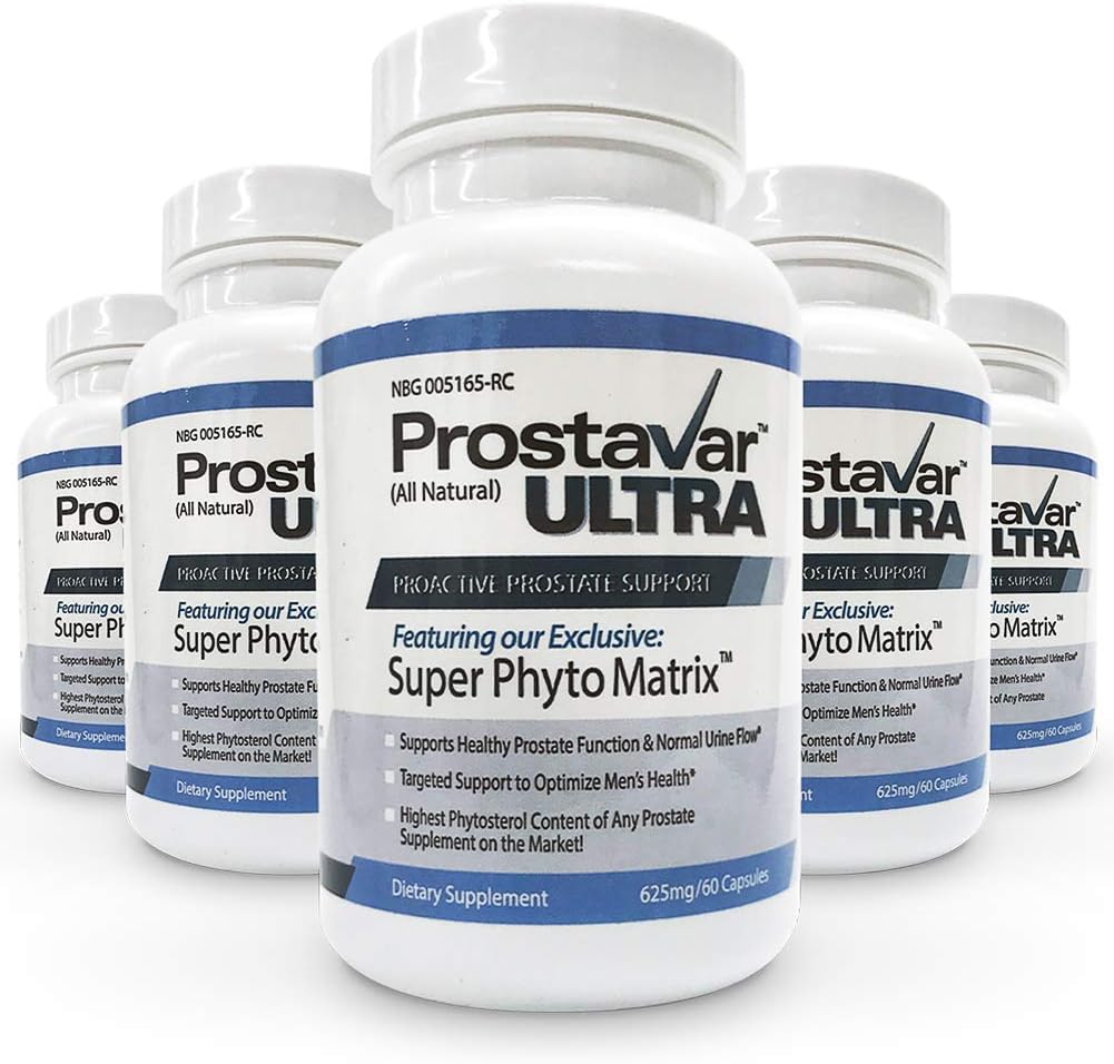 5 flasker Ny Forbedret fra Maker af Original Prostavar Ultra Prostate Support 600mg 90% Beta- Sitosterol & Grape Seed Extract
