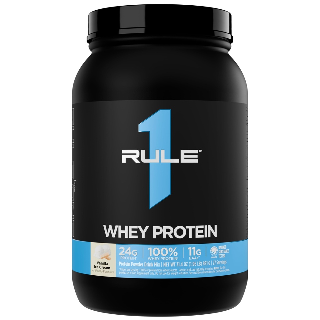 Regel 1 Whey Protein - 24g Fast- Actioning Protein fra All- Whey Kilder med naturligt occurering EAA & BCAA for workout Inddrivelse eller Anytime Brug (2 Pounds *, Vanilla Ice Cream)