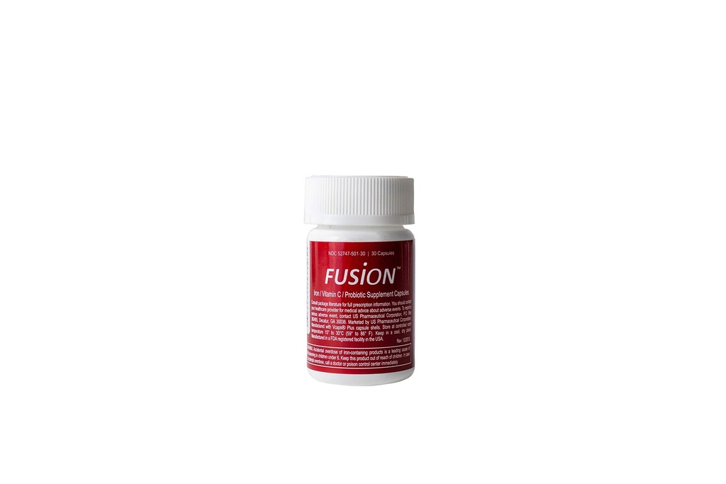 Fusion Iron Supplement - 65 mg Ferrofumarat - 65 mg polysaccharid Iron Complex boosted af Patenteret Probiotika og C-vitamin