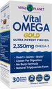 Vital Planet - Vital Omega Ultra Potent Wild fanget Omega 3 Fiskeolie tillæg med 23500 mg af høj potens Omega 3 Fedtsyretilskud EPA og DHA til at støtte hjerne og hjerte sundhed 30 Softgels
