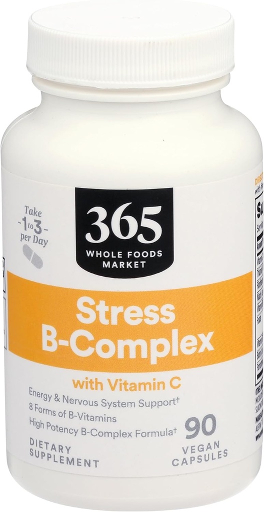 365 af Whole Foods Market, B-vitamin stress kompleks med C-vitamin, 90 Veg kapsler