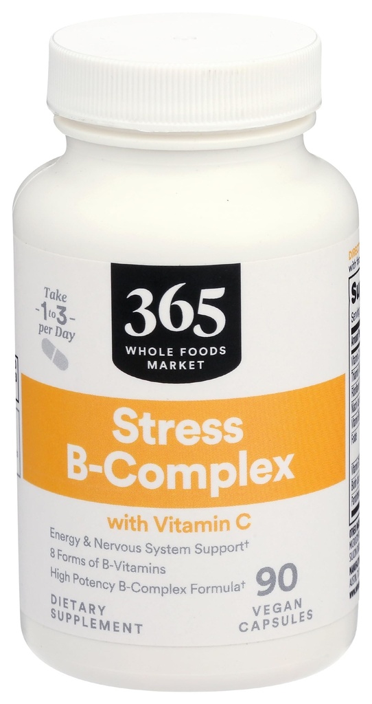 365 af Whole Foods Market, B-vitamin stress kompleks med C-vitamin, 90 Veg kapsler