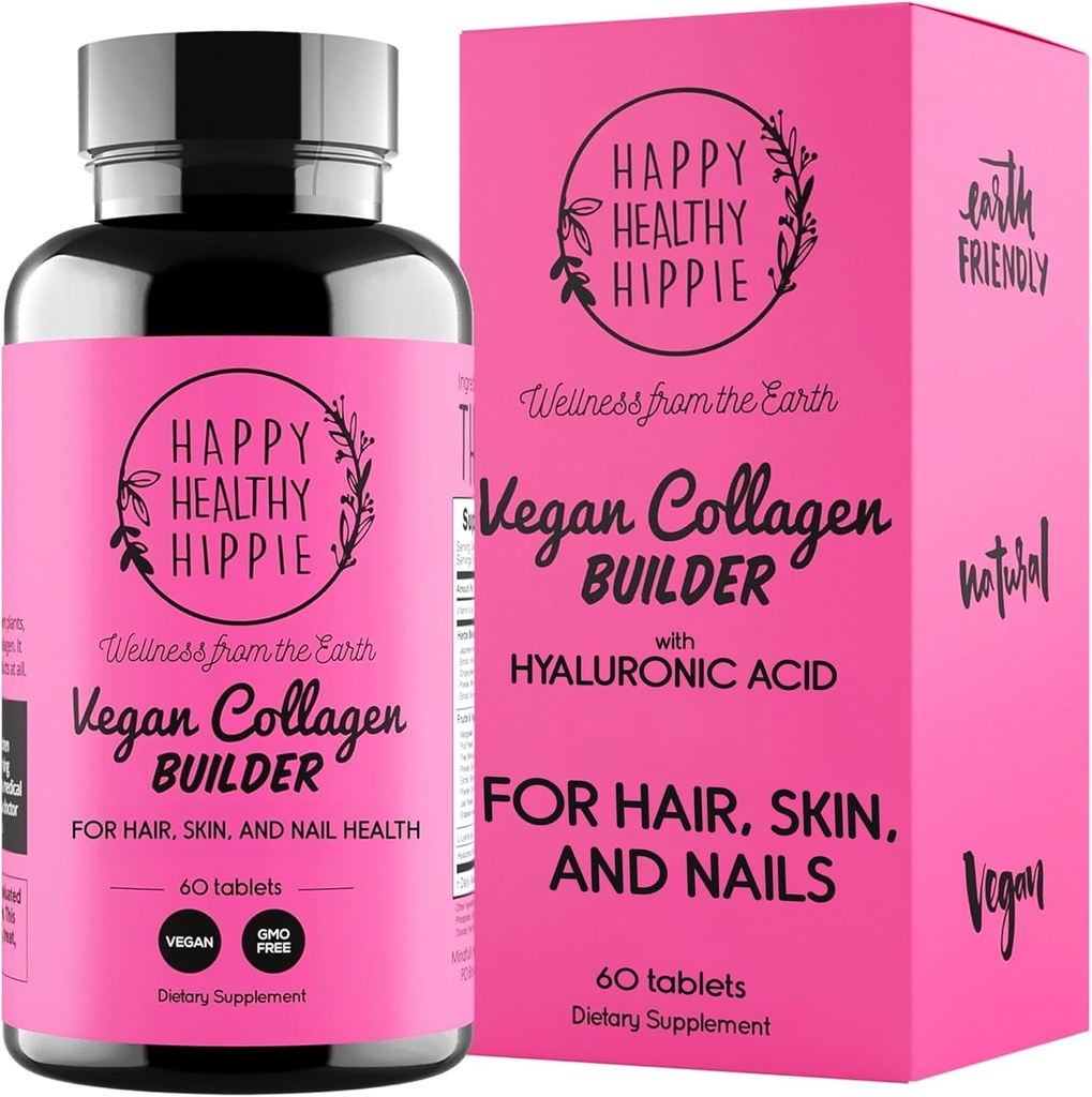 Vegan Collagen Builder w / Hyaluronsyre - Hår hud og negle Vitamin til YouthlightGlow- 124; Keratin & Elastin Booster Budd124; Bones, Cartiage, Tendons Budding- 124; Vitamin A, L- Lysin Budding- 124; Vegan