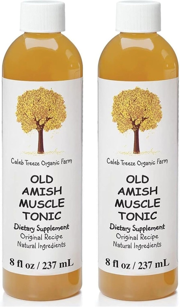 Caleb Treeze Old Amish Muscle Tonic 8 oz, Ben Cramp Relief, Foot Cramp Relief, Restless Legs, Muscle Cramp & Spasm Relief - Pakning med 2 stk.