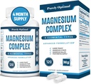 Rent Optimal Magnesium Complex - 6 Forms Magnesium Glycinat, Citrate & Malate - Sleep Support, Stress Relief, Muskler, Heart Health & Relaxation - Magnesium Supplement for kvinder & mænd, 120 Caps