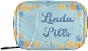 Custom Pill Box 7 Dag Pill Case Bag Blå Gul Blomst Personaliseret Navn Rejse Pill Organizer Bag med lynlås Portable ugentlige sag Kompakt størrelse for Vitamin Supplement Holder