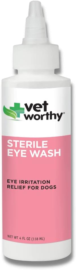 Vet Worthy Eye Wash for Dogs - Tænde Eye Cleansing Solution for Dogs to Prevent Tear Stain and Eye Irritation - Dog Eye Cleaner for Tear Stain, Dirt, og Eye Decharge - 4oz