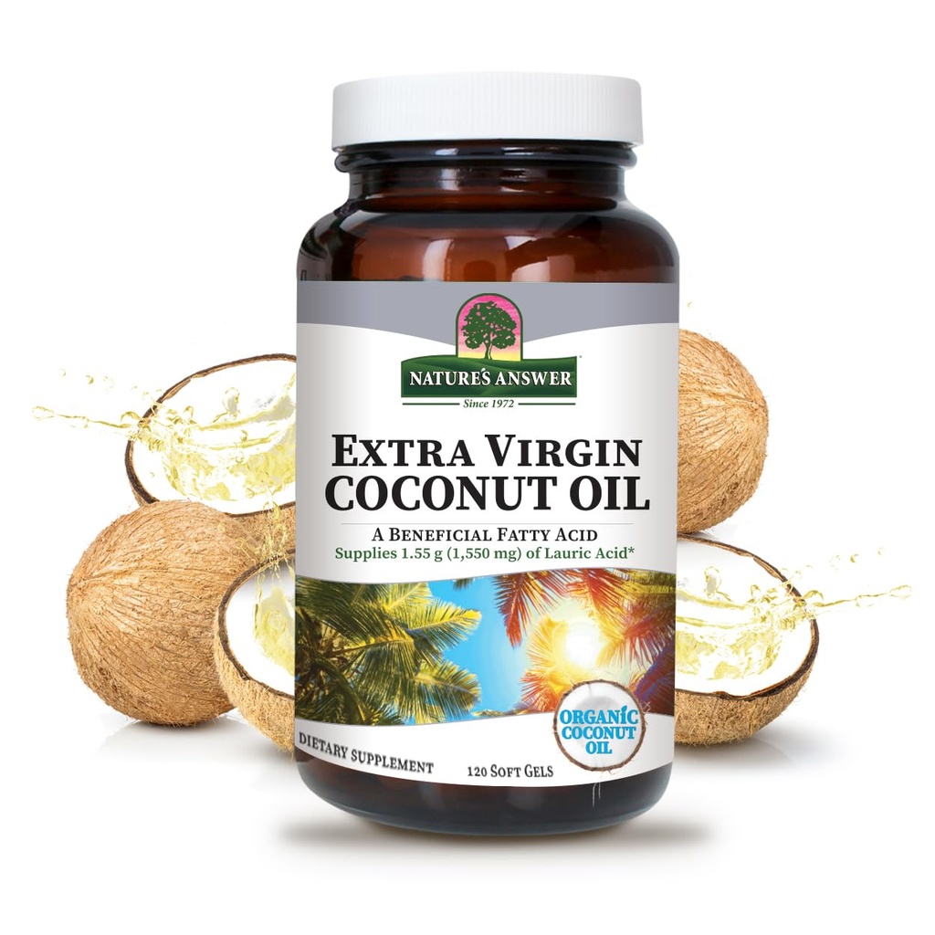 Naturens svar Ekstra Virgin Coconut Oil Softgel Organic Coconut Oil Multi- Formål Non- GMO Ideel til for hår hud krop fugtighedscreme (pakke af 2)
