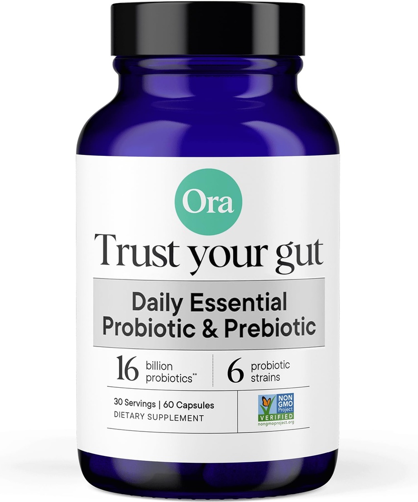 Ora Organic Probiotika med Prebiotika til fordøjelsessygdomme 16 Millioner CFU - Trust Your Gut - Strops - Acidophilus Lactobacillus Breve Bifidum Lactis