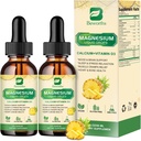 Magnesium Complex Liquid Drops, Magnesium Glycinate Liquid Drops with Magnesium Taurate, Citrate, Calcium, Potassium, Vitamin, Zinc (2 Fl Oz (Pack of 2), Pineapple)