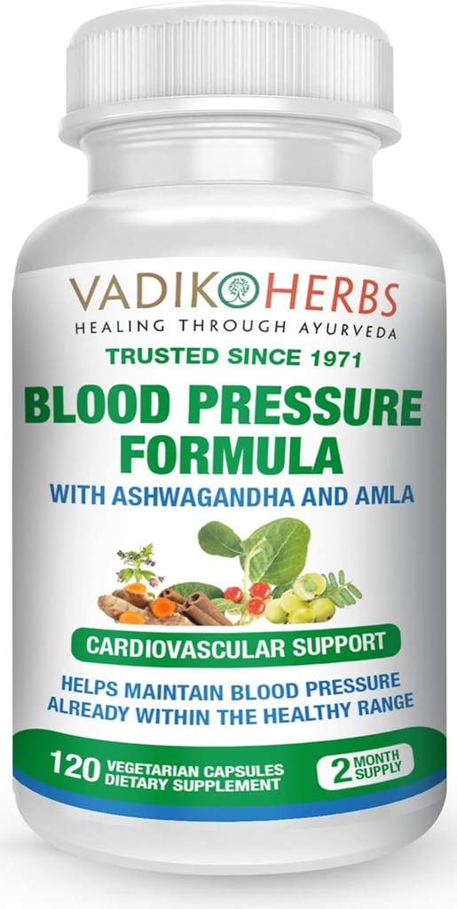 Vadik urter Blood Pressure Formel med Ashwagandha og Amla Budding124; Understøtter Normal Kardiovaskulær & Circulatory Health -Vitaminer & Urter Support Normal Heart Health