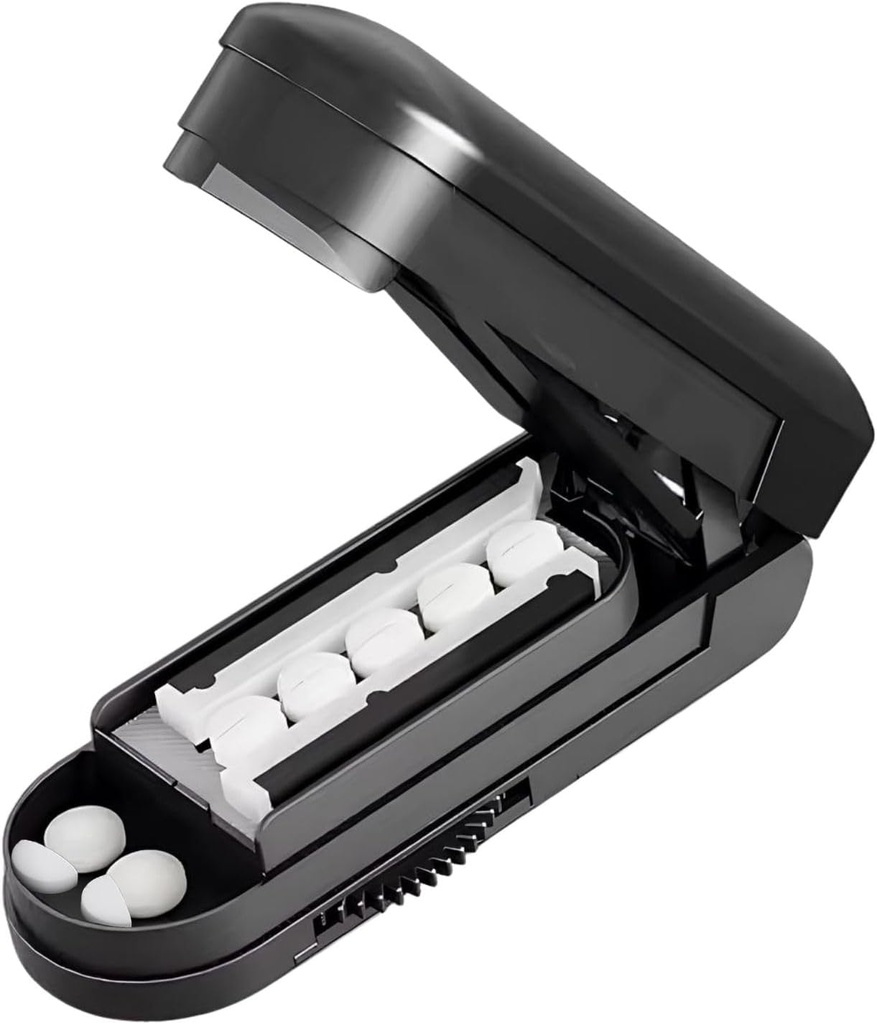 Pill Cutter, Pill Cutter Splitter til små og små piller, Cut piller, Vitaminer, Tablets, Justerbar Pill Cutter til små eller store piller med skjult Sharp rustfrit stål klinge, Rejser Sized