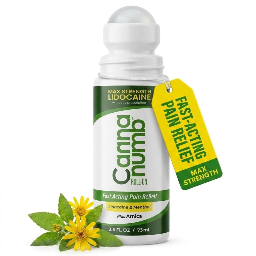 Smerte Relief Roll-On med Lidocain Memory 124; Hurtig fungerende Smerte Relief med Arnica + Boswellia + Menthol -, 2.5oz