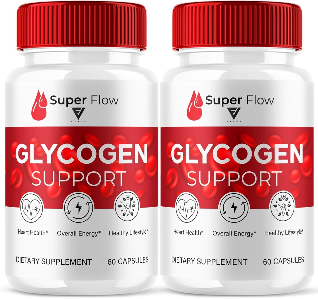 (2 Pack) Super Flow SuperFlow Glycogen Support Capsules, Super Flow Advanced Glycogen Health and Blood Wellness Support Supplement, SuperFlow Maksimum Strength Glyco Formel Supplement (120 Kapsler)