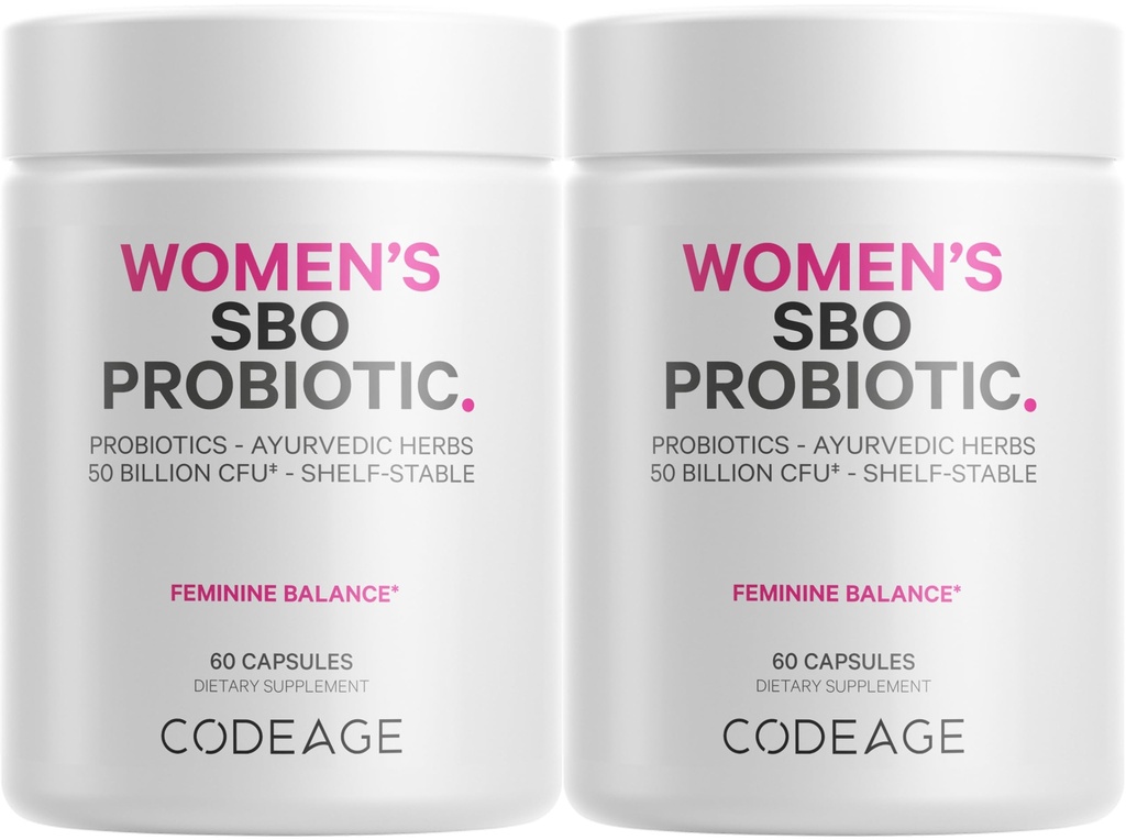 Codeage Women 's Probiotics Supplement - 50 milliarder CFU - SBO Probiotika & Prebiotics - Tranebær - Feminin Health - Fermenteret botanisk blend, hel kosttilskud - Vegan, non-GMO - 2 Pack