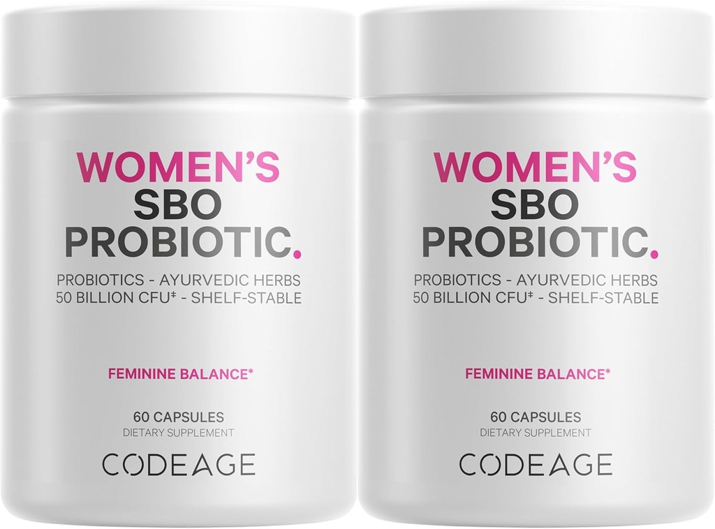 Codeage Women 's Probiotics Supplement - 50 milliarder CFU - SBO Probiotika & Prebiotics - Tranebær - Feminin Health - Fermenteret botanisk blend, hel kosttilskud - Vegan, non-GMO - 2 Pack