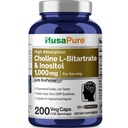 NusaPure Cholin & Inositol 1000mg - 200 Veggie Caps (100% Vegetarisk, Non- GMO) Bioperine