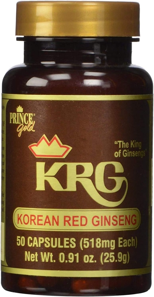 Prince of Peace Prince Gold KRG Koreansk Rød Ginseng, 2 Pack - 50 Kapsler Hver - Natural Red Panax Ginseng - Koreansk Ginseng Root Powder - Kinesisk Herbal Supplement - fremmer den samlede sundhed og