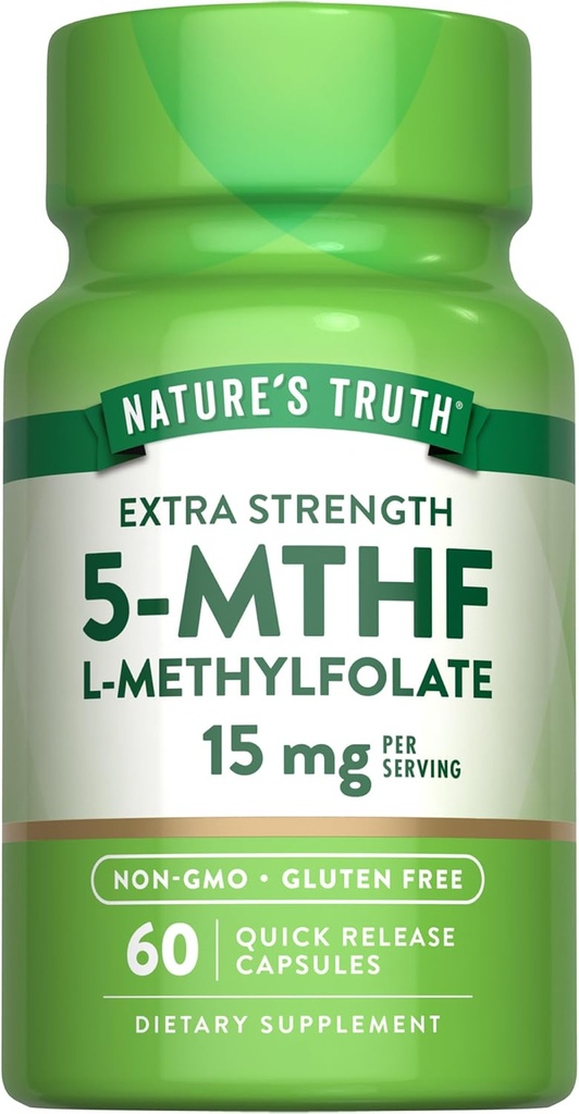 Nature's Truth L Methylfolate 15mg | 60 Capsules | Non-GMO & Gluten Free Supplement | Extra Strength