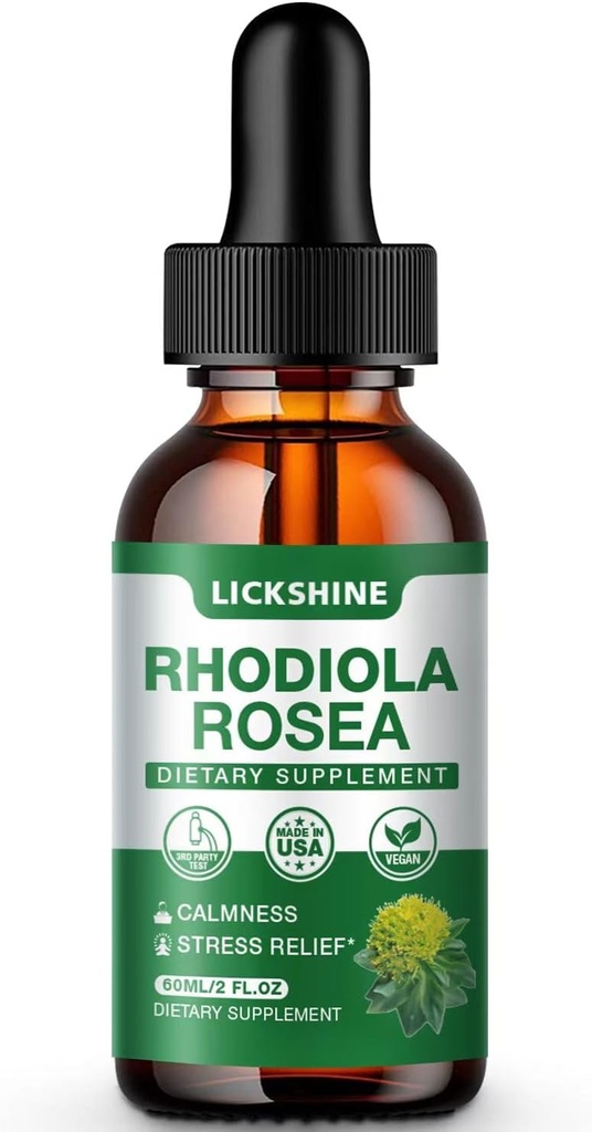 1 Pack 2000MG Rhodiola Rosea Tinktur - Organic Natural Rhodiola Rosea Extract Liquid Drops Supplement til Stress, Mood, Energy & Brain Support - Bedre Absorption, Sukker Free 2 Fl Oz