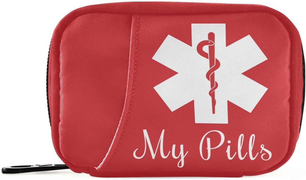 Pill Organizer Medical Sign Pill Box 7 Dag Pill Case Travel Pill Organizer Bag med lynlås Portable ugentlige sag Kompakt størrelse for Vitamin Supplement Holder