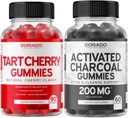 Tart Cherry (90 Gummies) Urisyre niveau støtte Kraftig antioxidant med Selleri frø og aktiverede Charcoal (60 Gummies) Sund Detox & Rense - Formuleret fra Organic Coconut Shells - USA Made