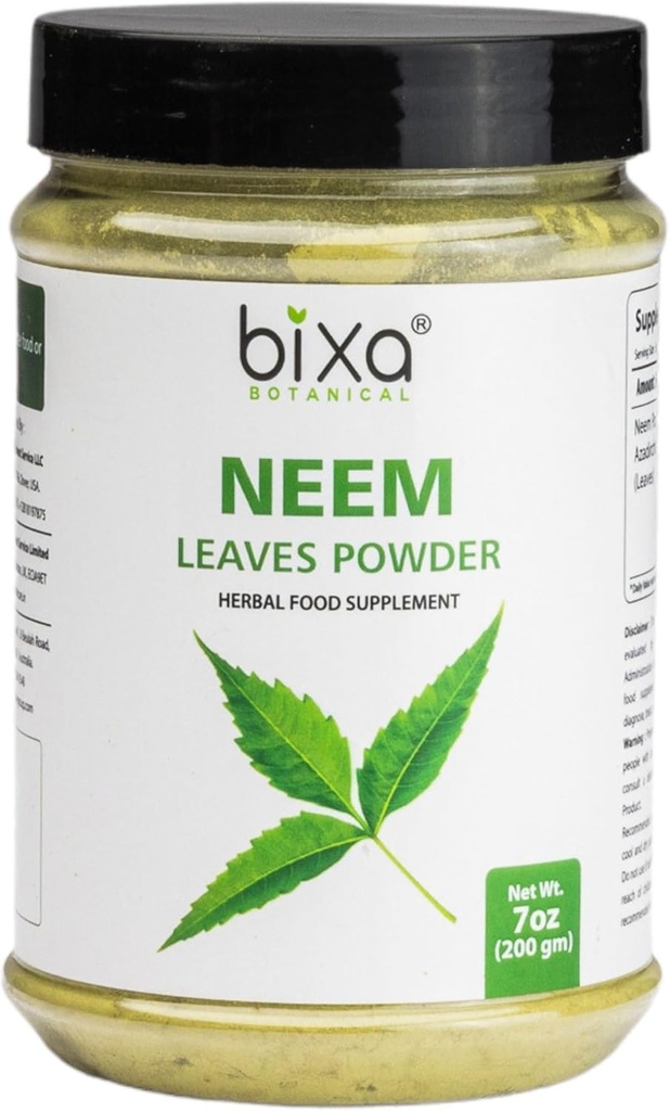 bixa BOTANITIC Neem Leaf Powder124; Azadirachta Indica 124; 200 mormor / 7 OZ Beeg 124; Ayurvedic Anti Allergisk Urtesupplement 124; Gluten Free, Non- GMO, Steam Treated, Vegan.