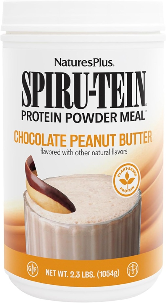 NaturesPlus SPIRU- TEIN, Chokolade Peanut Butter - 2.3 lbs, Pack of 2 - Plantbaseret protein pulver - Vegetarisk, Gluten Gratis - 68 Total Servering