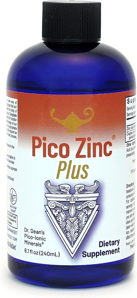 RnA ReSet Pico Zinc Plus – Liquid Zinc and Copper Supplement, Pico-Ionic Mineral Solution, 8.1 Fl Oz (1-Pack)