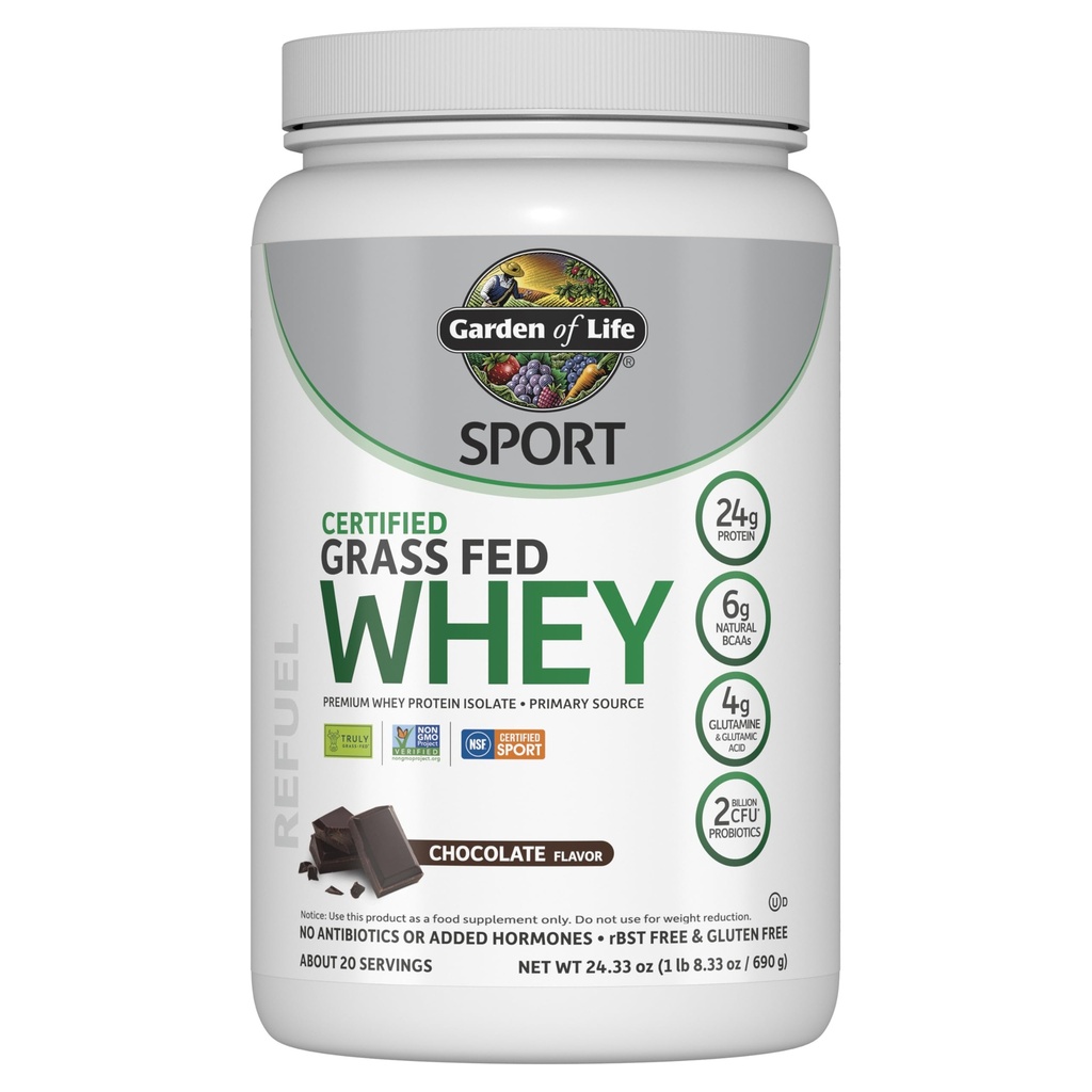 Have of Life Sport Whey Protein Powder Chocolate, Premium Grass Fed Whey Protein Isolate Plus Probiotika til immunsystemet sundhed, 24g Protein, Ikke GMO, Gluten Free, Cold Forarbejdede - 20 Servere