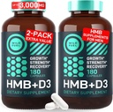 HMB og vitamin D3 Supplement kapsler - B- Hydroxy B- methylbutyrat 1,000- 3,000 MG HMB Kosttilskud med vitamin D3 - Muskelvækst, styrke, ydeevne, præ-træning, muskel opsving - 360 Caps