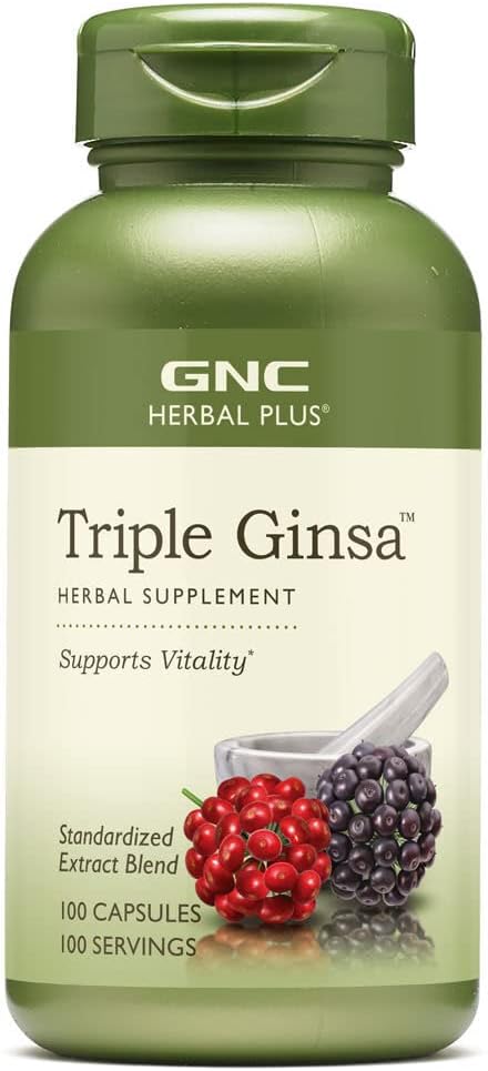 GNC Herbal Plus Triple Ginsa supplement, Understøtter Vitality, 100 Servere