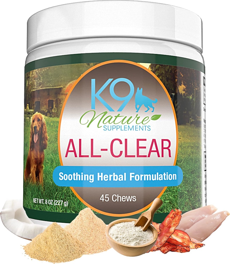 All- Clear - Allergi supplement til hunde - 45 tygger - Lindrende urteformel med naturlige ingredienser - Støtte til Kæledyrsallergier og klø - for alle racer