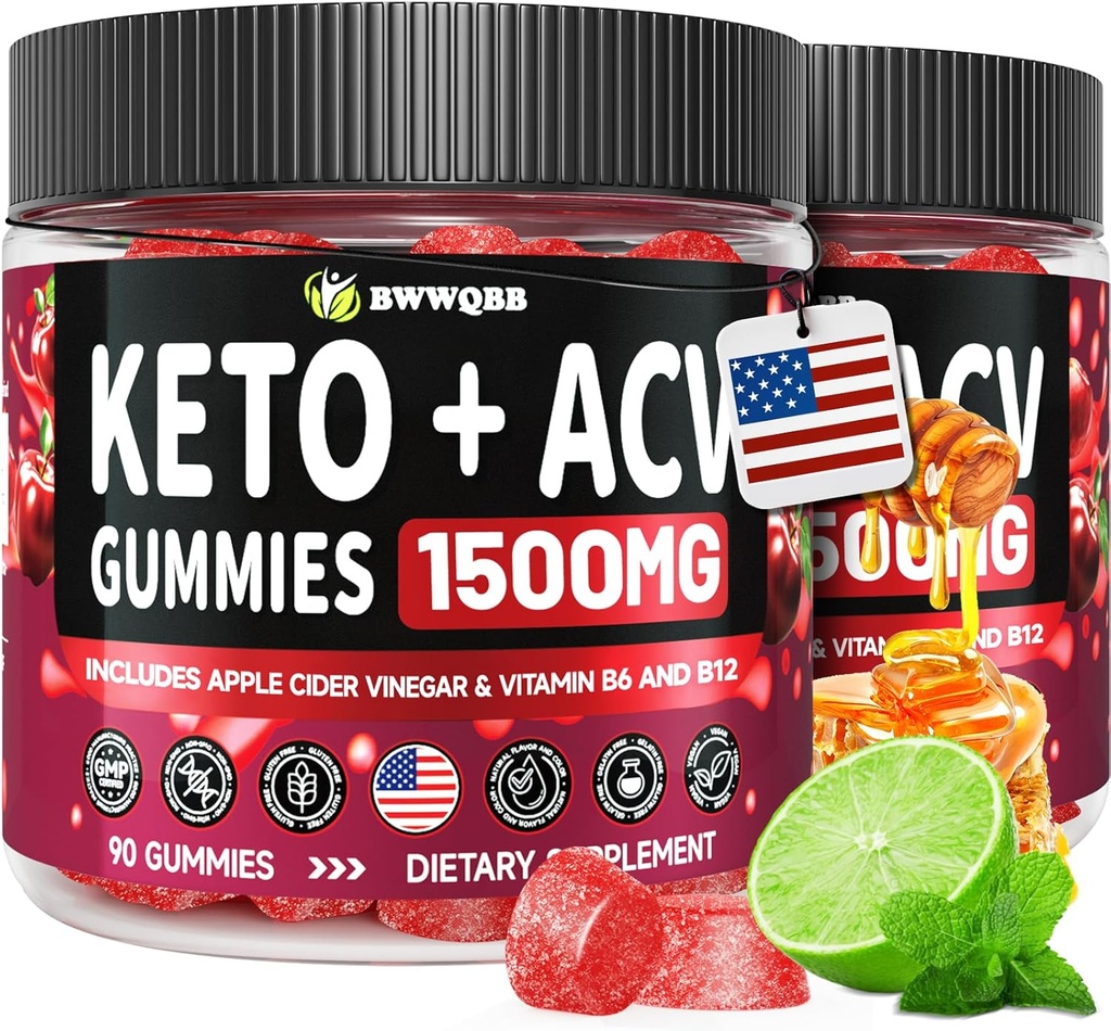 2 Pack Keto ACV Gummies Advanced Formel 1500mg, 180 Vegan Gelatin- Free Advanced Apple Cider Vincipes Gummies med Pomegranat & Beetroot, naturlige ingredienser, Alternativ til Keto Drops